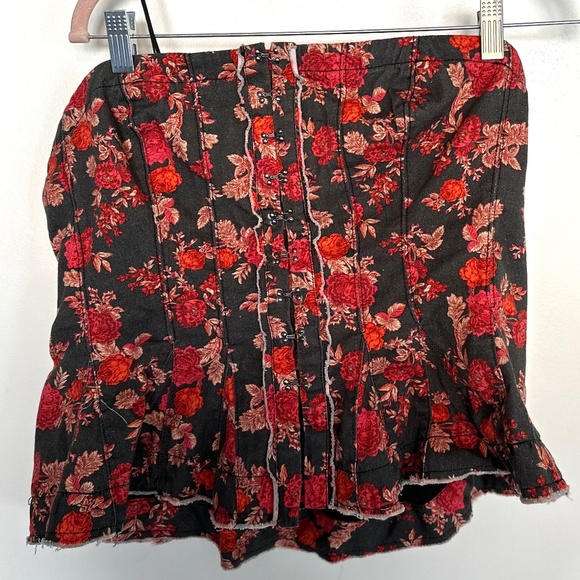 Free People Lights Out Corset XL Black/Red Floral - Picture 1 of 4